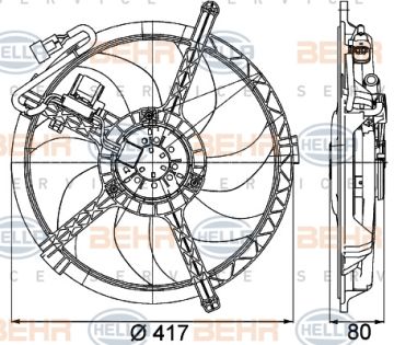 FAN KOMPLE 350 W 12 V MINI R56 R57 R58 R59 PREMIUM LINE