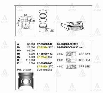 PİSTON SEGMANLI CANTER 659 STD