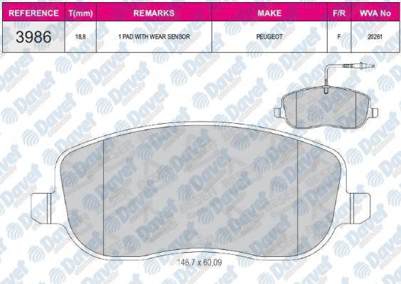 ON FREN BALATASI C8 P807 EXPERT JUMPY SCUDO 2.0 16V 2.0HDI 8V (02>) / (FISLI)