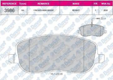ON FREN BALATASI C8 P807 EXPERT JUMPY SCUDO 2.0 16V 2.0HDI 8V (02>) / (FISLI)