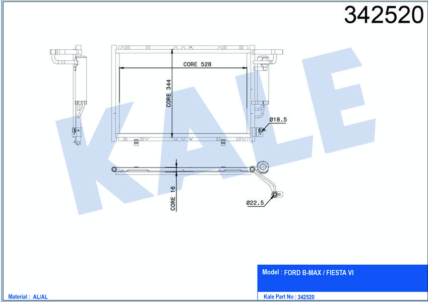 KLIMA RADYATORU FIESTA VI 1.25 16V / 1.4TDCI / 1.4 16V / 1.6 16V 08 /> B MAX 1.5TDCI / 1.6TCI 12 />