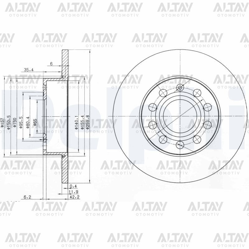 FREN DISKI CADDY / GOLF5 / GOLF6 / JETTA / A3 / LEON 04-13 / ARKA 260mm (SET)