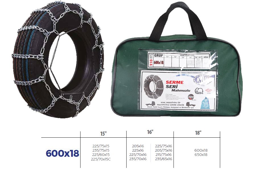 Patinaj Zinciri Minibüs Ve Kamyonet Serme (205X75X16) Tırnaklı (Zincir Ebatları İçin Resime Bakınız)