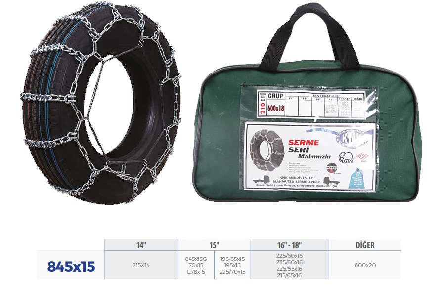 PATİNAJ ZİNCİRİ MİNİBÜS VE KAMYONET SERME (215x65x16)TRANSPORTER(ZİNCİR EBATLARI İÇİN RESİME BAKINIZ