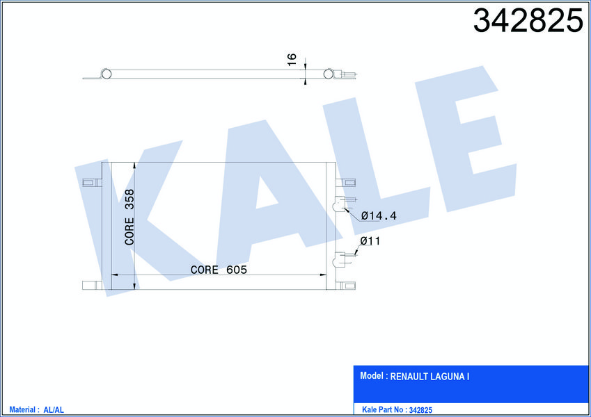 KLIMA RADYATORU RENAULT LAGUNA I / GRANDTOUR 1.6 16V / 1.8 / 1.9 DTI / 1.9 DCI / 2.0 / 2.2 93-01 AL/AL KURUTUCU ILE   ####