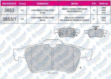 FREN BALATASI ARKA ARKA YAYLI WVA 23483  LAGUNA II FOCUS C MAX CONNECT  VECTRA C