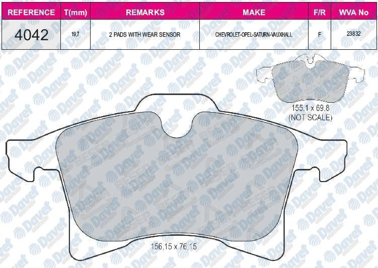 FREN BALATASI ON ASTRA H 1.4 - 1.6 - 1.7CDTI - 1.8 - 1.9CDTI - 1.9CDTI 16V - 2.0 TURBO 03-04 ASTRA H COMBO C WVA 23832