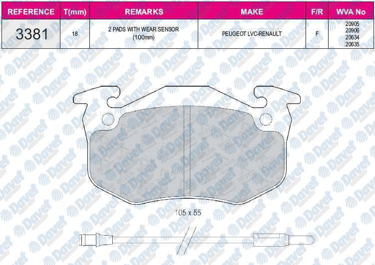FREN BALATASI ON WVA 20635 PEUGEOT P205 P309 RENAULT CLIO EXPRESS 85->
