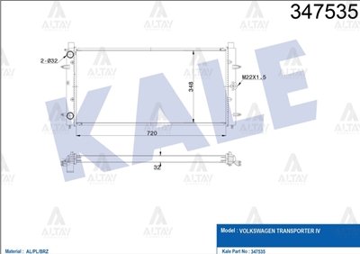 RADYATÖR SU TRANSPORTER T4 97-03 ABL-AJT-AJA-ACV 2.4-2.5 TDI BRAZING