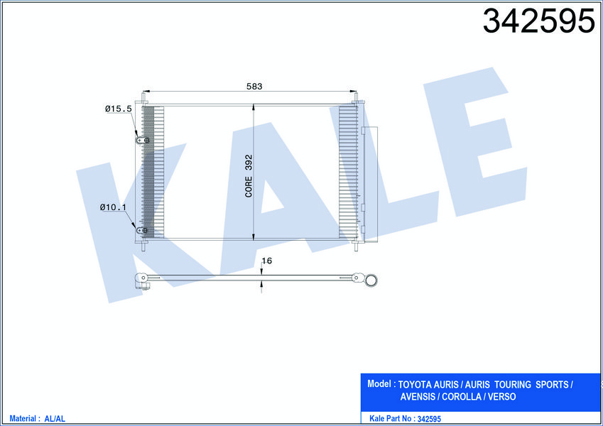 KLİMA KONDENSERİ TOYOTA AURIS-AVENSIS ESTATE-SALOON-COROLLA SALOON-VERSO (AL-AL)