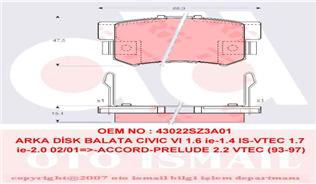 ARKA BALATA CIVIC VII (01-05)- CIVIC VIII 05=> ACCORD VII (98-02)- ACCORD VIII 06=>