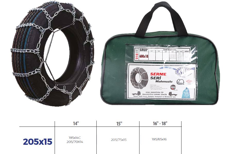 Patinaj Zinciri Minibüs Ve Kamyonet Serme 14-15-16 Jant (205X15)(Zincir Ebatları İçin Resime Bakınız