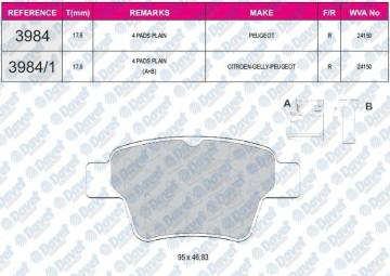 FREN BALATASI ARKA WVA 24150 P307 C4 1.4 1.6 1.6HDI 2005->