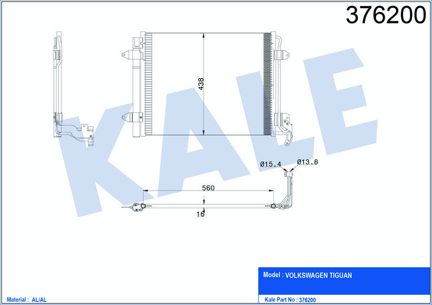 Klıma Radyatoru Kondansor Tıguan 07> 580×450×16  Oto / Mek Sanzıman