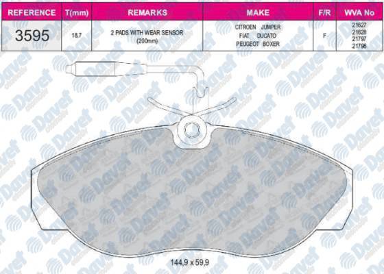 ON FREN BALATASI BOXER DUCATO JUMPER 1400KG (15 JANT) / (94 03) YUVARLAK SOKETLI