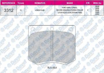 FREN BALATASI ON WVA 20230  FORD TAUNUS 1.6 1976->