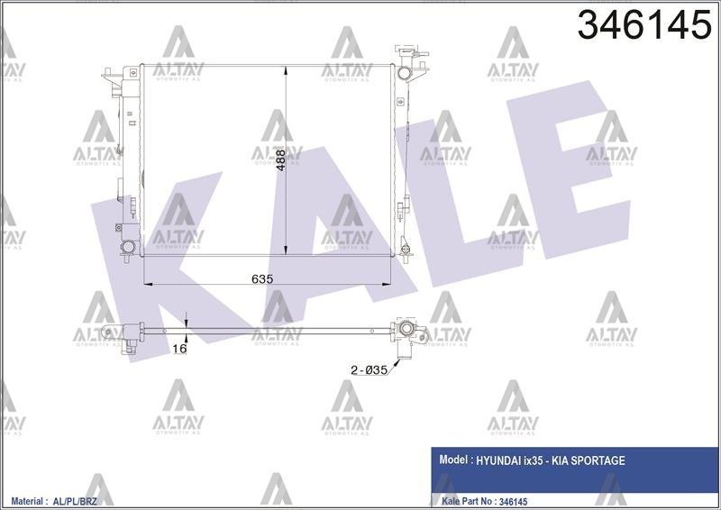 RADYATÖR SU IX-35 10-15 / SPORTAGE 11-15 1.6 BENZİNLİ M-T BRAZING
