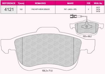 Ön Balata Doblo 1.4 1.3D 1.6D 2.0D 10=> Combo 1.4 12=>1.3Cdti 12=>1.6Cdti 12=> 2.0Cdti 12=>