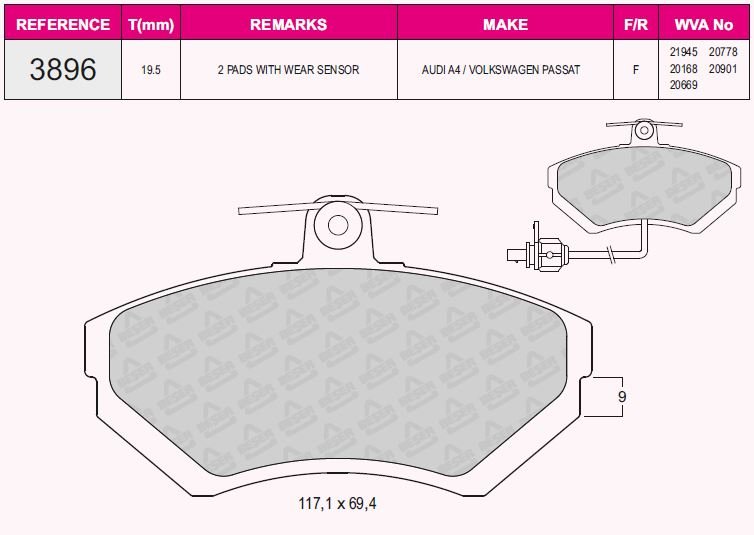 Ön Balata Fişli Küçük Tip Passat-A4 (97-04) (Gdb1366)