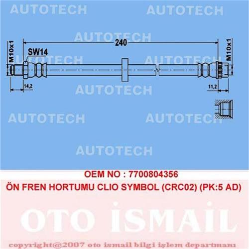 ÖN FREN HORTUMU CLIO SYMBOL (CRC02) (PK:5 AD)