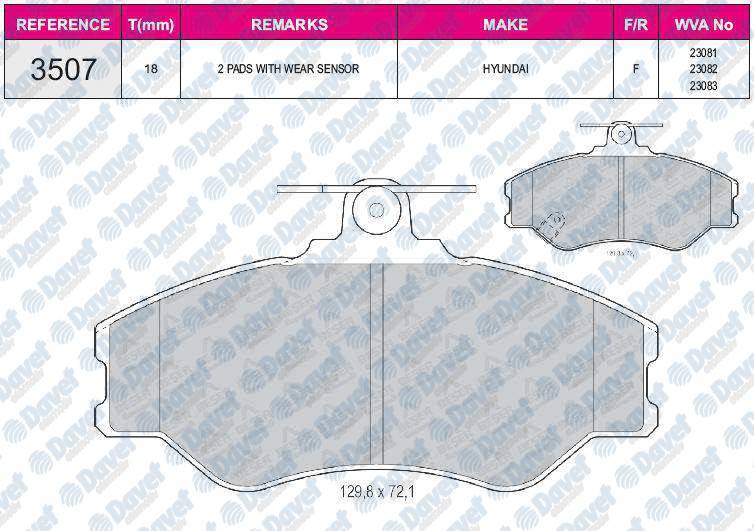FREN BALATASI ON WVA 23081 HYUNDAI H100 PANEL VAN 93-