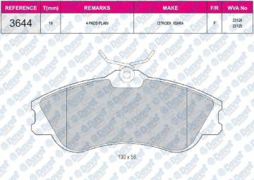 FREN BALATASI ON FISSIZ WVA 23124 PARTNER BERLINGO 96-> P306 93-02 XSARA 97-05