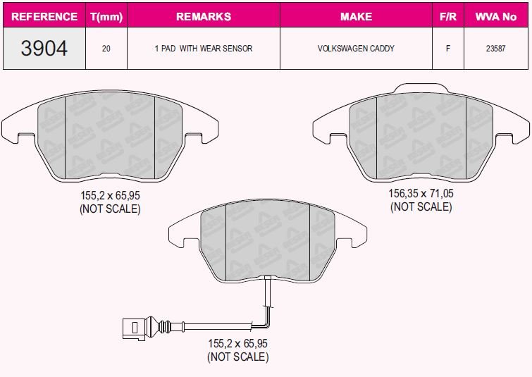 Ön Balata Fişli Caddy Iıı 04=> Golf Iv V Vı 97=> Jetta Passat 05=> Polo 09=> Octavıa 04=>