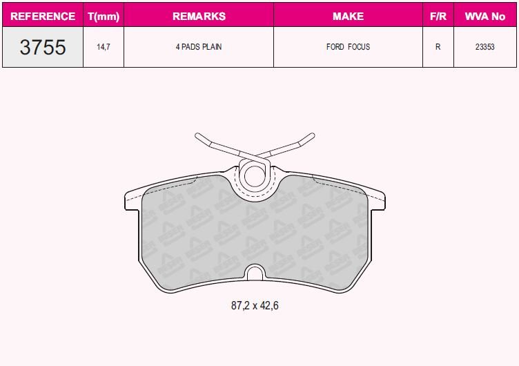 Arka Balata Focus (98-04 ) Fıesta 05=>