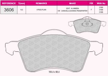 ÖN BALATA GALAXY (95-06) ALHAMBRA (00-10) SHARAN 1.9-2.0i-2.3-2.8i TDI (95-10) (GDB1204)