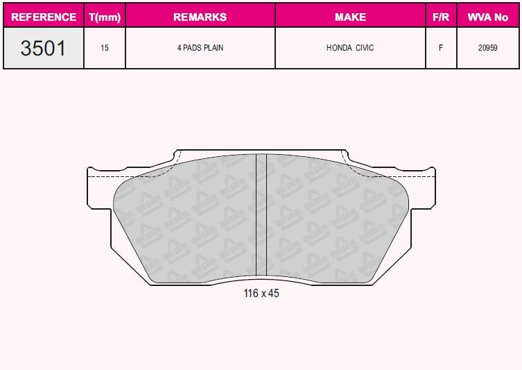 ÖN BALATA ACCORD 1.8- CIVIC 1.4-1.5-1.6 87/89