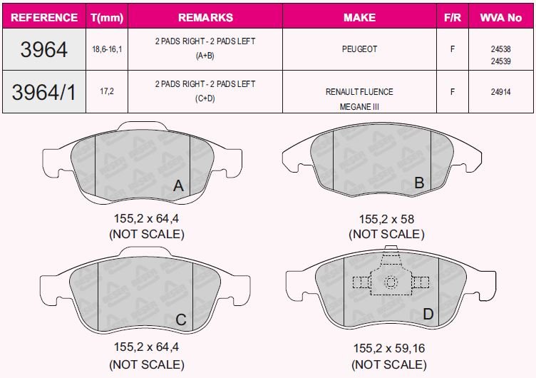 Ön Balata Mgn Iıı-Scenıc Iıı 09> Fluence-Duster 10> Lodgy 12> 1.6 16V-2.0 16V-1.5 Dcı (410605961R-440603905R)