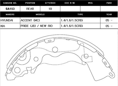 ARKA PABUÇ BALATA ACCENT ERA-ACCENT SEDAN-RIO 05> 1.4GL-1.6GLS-1.5CRDİ GLS ABS'SİZ (GS8766)