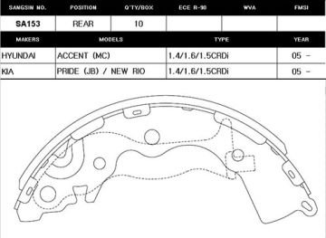 ARKA PABUÇ BALATA ACCENT ERA-ACCENT SEDAN-RIO 05> 1.4GL-1.6GLS-1.5CRDİ GLS ABS'SİZ (GS8766)