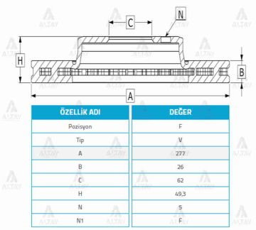FREN DİSKİ COROLLA 13-18 / AURIS 13-18 / ÖN HAVALI 277-5