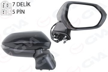 DIŞ DİKİZ AYNASI SAĞ(KATLANIR+ISITM+SİNY+KONV)5 PİN'Lİ COROLLA E210-AURIS VM-8271EHPR
