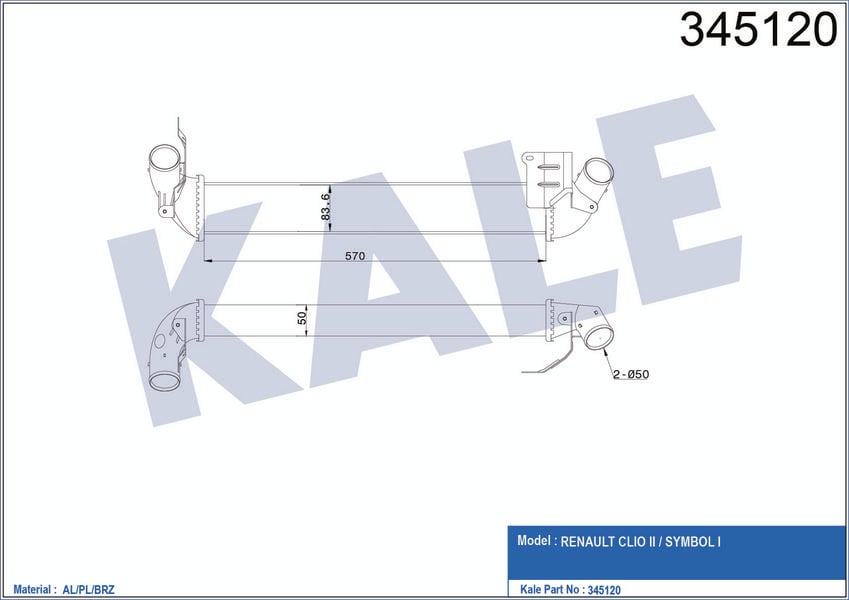 TURBO RADYATORU INTERCOOLER CLIO SYMBOL 01=> CLIO II 04=> 1.5 DCI AL/PL/BRZ