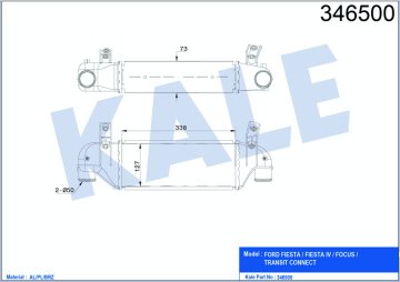 TURBO INTERCOOLER RADYATORU FOCUS 1,8TDCI 98>05  CONNECT 1.8 TDCI 04>09-  (338×127×73)