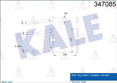 RADYATÖR KALORİFER VECTRA A 88-95 / ASTRA F 91-98 / ASTRA F CLASSIC 98-02 / BRAZING