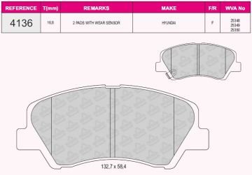 Ön Balata Hyundaı Accent Blue 1.4 1.6Crdi 11=> Rıo 1.1 1.25 1.4 Cvvt 1.4Crdi 12=>