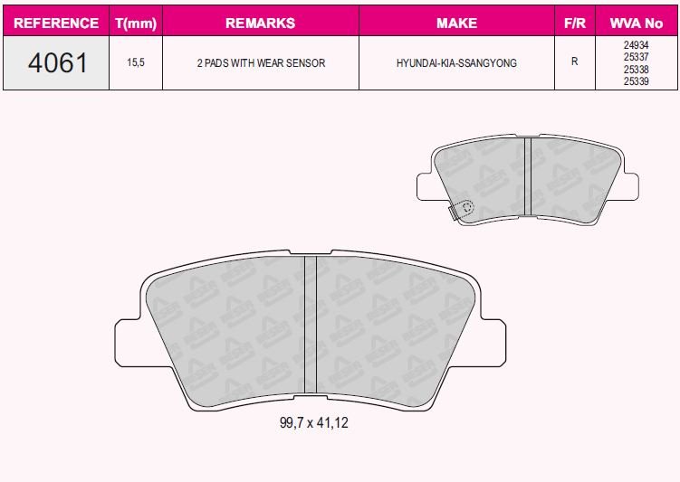 Arka Balata Accent Blue-Sonata 2.0 Vvti Gls-3.3-2.0 Crdi 08=> Grandeur 05=> Kıa Optıma 2.0 Cwt 13=>