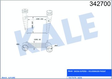 TURBO RADYATOR INTERCOOLER AVB AWX AVF BSV PASSAT 97>05 SUPERB 02>08