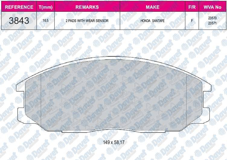FREN BALATASI ON WVA 23569 HYUNDAI STAREX 04-> SANTA FE 02-> TUSSON SSANGYON ACTIAN KAYRO 01->