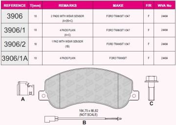 Ön Balata Transit V184-V347 2.2 2.4-3.2Tdcı 06=>11=> (Aksesuarlı+Fişli+Civata+Sol Ve Sağ Kund.Yay)