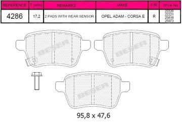 Arka Balata Opel Adam 1.0 14=> Corsa 1.4-1.4T 14=>