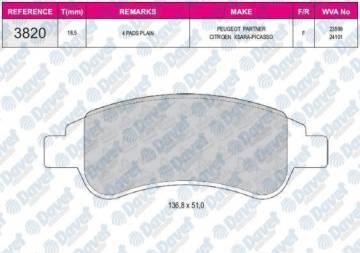 ON FREN BALATASI BERLINGO II PARTNER II P1007 C2 C3 II C4 XSARA PICASSO P207 C3 III DS3 C3 PICASSO P301 CELYSEE P208 P2008 C4 CACTUS / (ARKA FREN BALATASI DUCATO III BOXER III JUMPER III 2.2HDI 100 MULTIJET 2.3JTD 120 MULTIJET 3.0JTD 160 MULTIJET 07 /