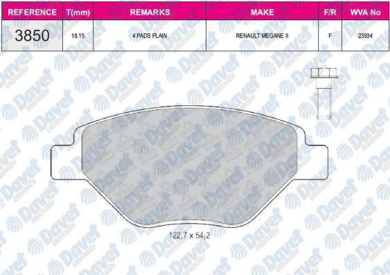 ON FREN BALATASI MEGANE II 1.4 16V SEDAN (11 / 02 ) SCENIC II 1.4 (06 / 03 )