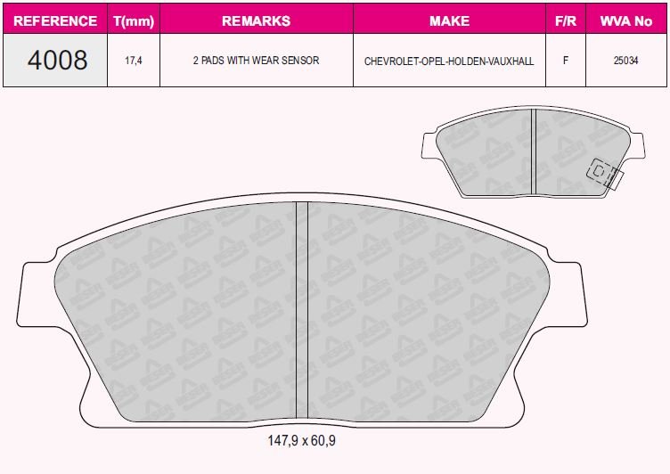 Ön Balata (16 Inc) Astra J 1.6-1.7Cdtı-2.0Cdtı-Mokka 12>Zafıra 11>Cruze 1.6-1.8-2.0Cdı 09>