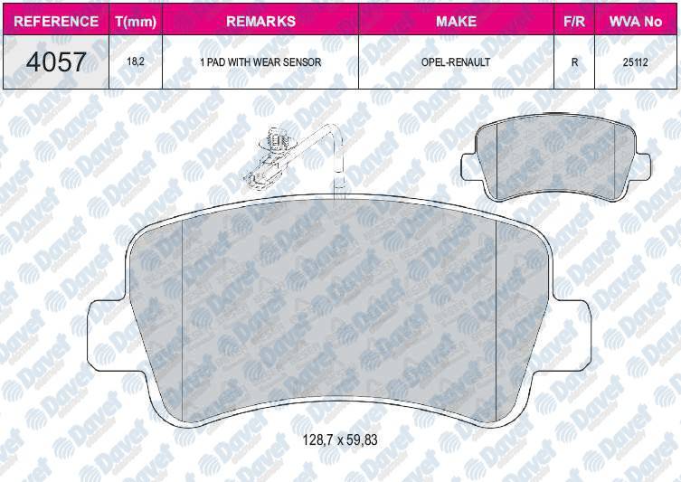 FREN BALATASI ARKA RENAULT MASTER III 2.3DCI OPEL MOVANO 2.3CDTI 2011-> TEK TEKER