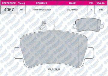 FREN BALATASI ARKA RENAULT MASTER III 2.3DCI OPEL MOVANO 2.3CDTI 2011-> TEK TEKER