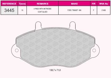 Ön Balata Transit T15 2.0 2.5 Dı 2.5Td 2.5 Tdi (09.91-03.00) ( Çap 138.8- 72 -18.8 )